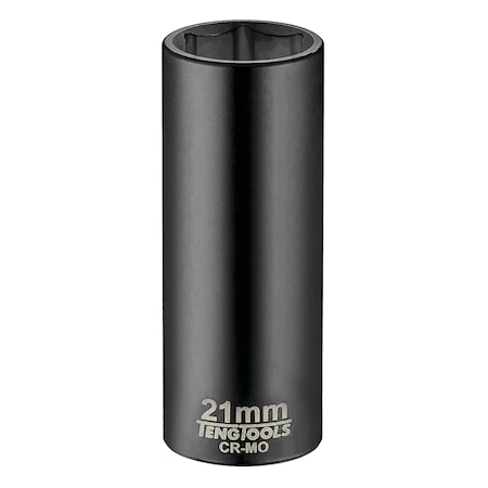 Teng Tools 21MM 1/2 Inch Drive ANSI 6 Point Metric Deep Chrome Molybdenum Impact Socket 920621AN